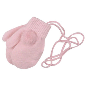 Pom Mitts with NO String - WHITE, BLUE & PINK