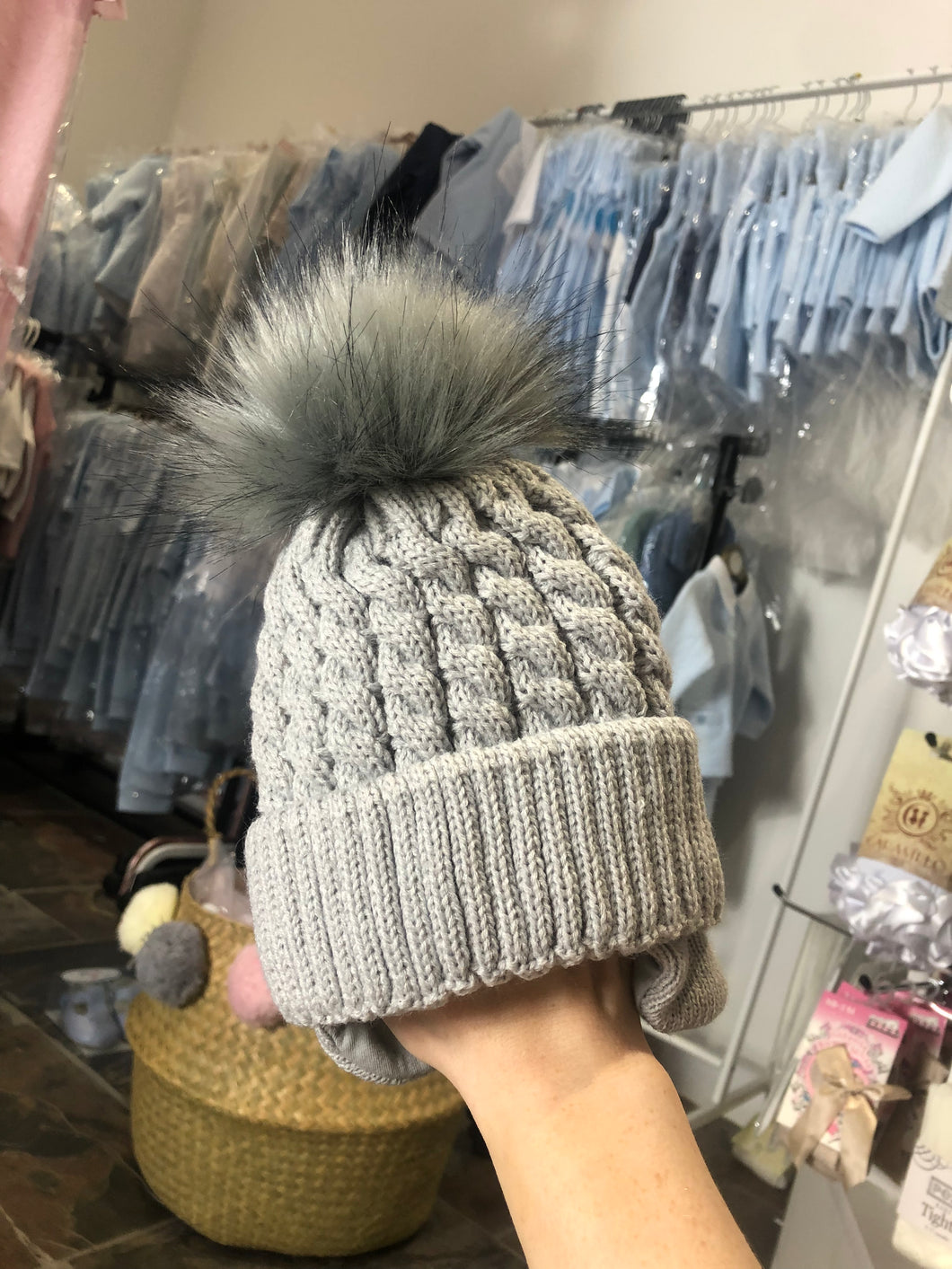 Prince Pom Hat in Grey