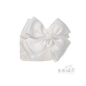 Soft Touch Glitter Bow Headband - Cream