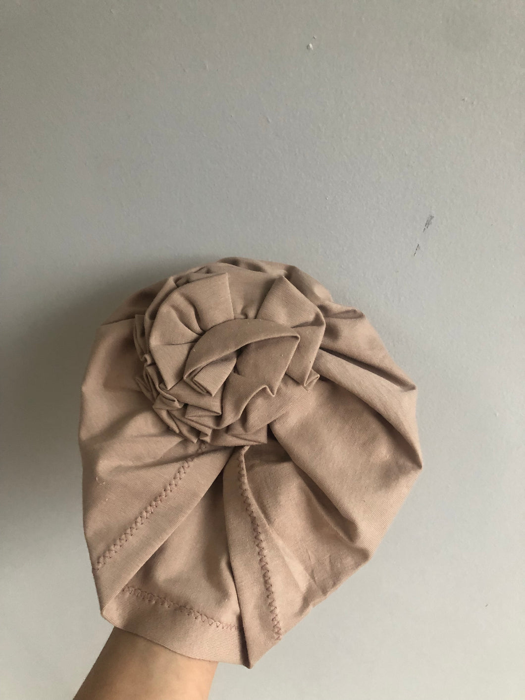 Stone Peach Ruffle Turban Hat Headband