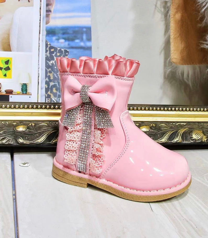Girls Pink Diamonte Boots (UK 3-7)