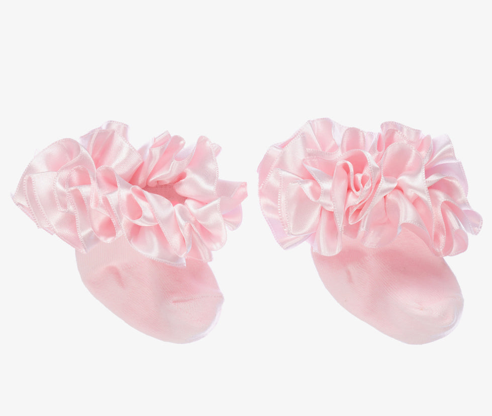 Pink Caramelo Silk Ruffle Socks