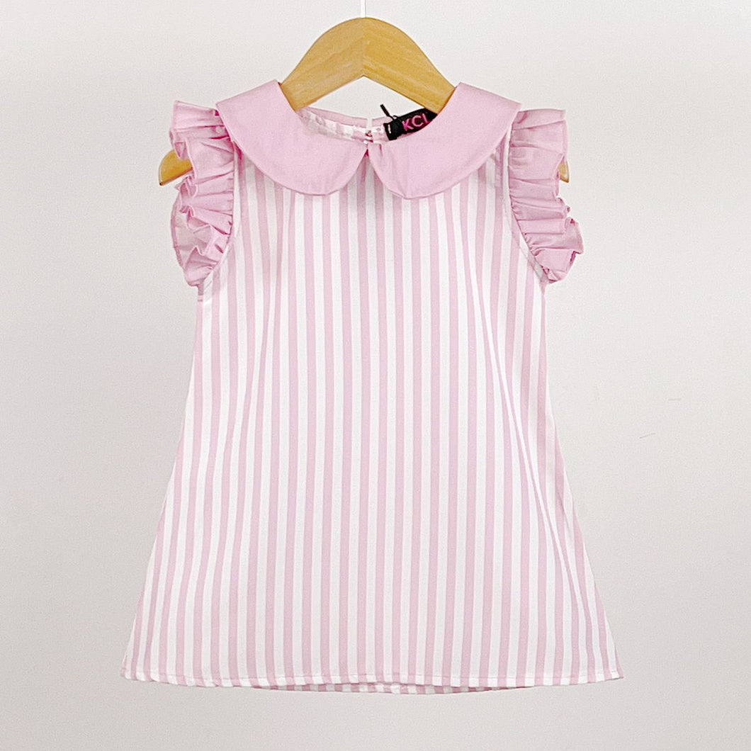Pink Candy Stripe Peter Pan Collar Dress 2-8