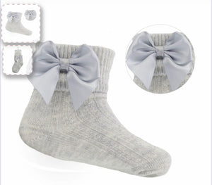 Grey Mini Bow Ankle Sock