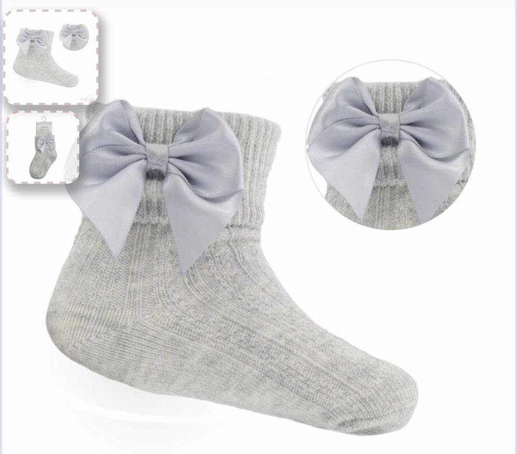 Grey Mini Bow Ankle Sock