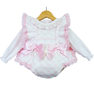 Pink Rocking Horse Frilly Romper with Shirt