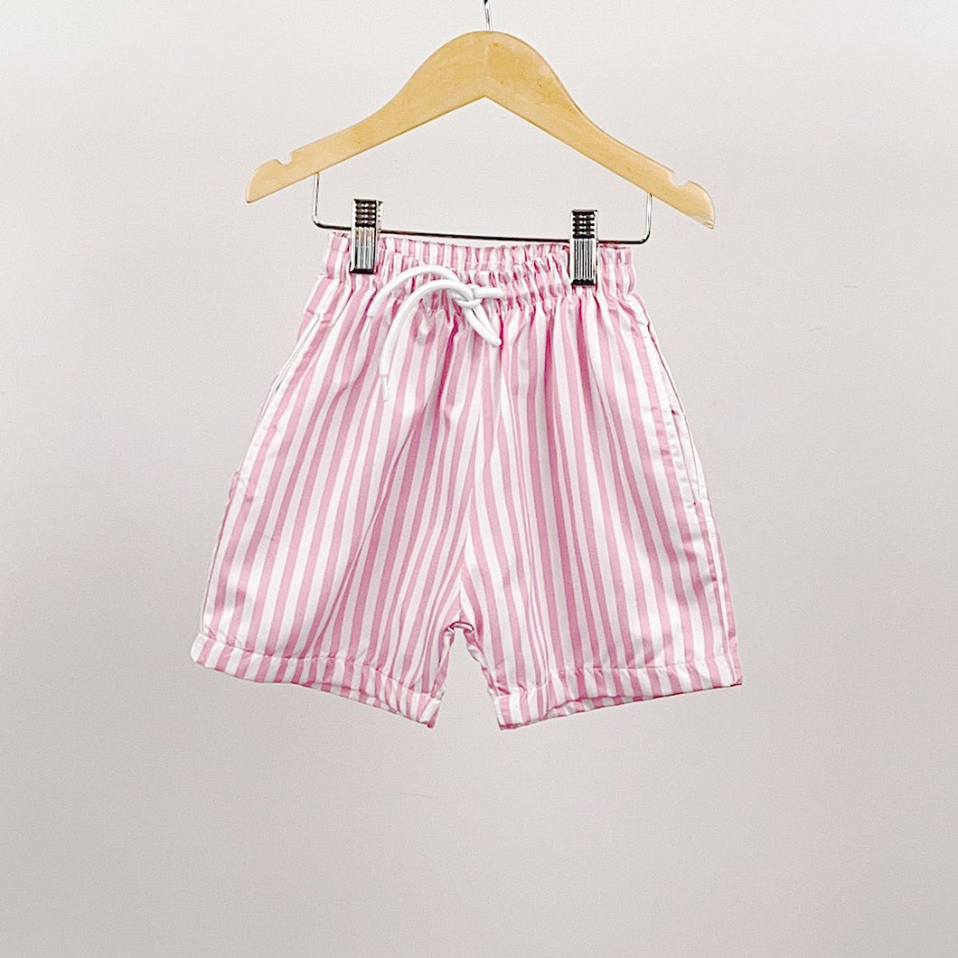 Pink & White Striped Swimming Shorts