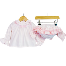 Load image into Gallery viewer, Pink Gingham Big Bow Bloomers &amp; Blouse
