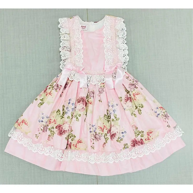 Girls Pink Floral Spanish Lace Dress (2-8y)