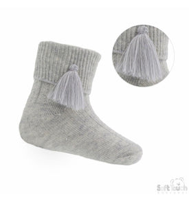 Grey Tassel Ankle Sock