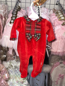 Tartan Velour Sleepsuit