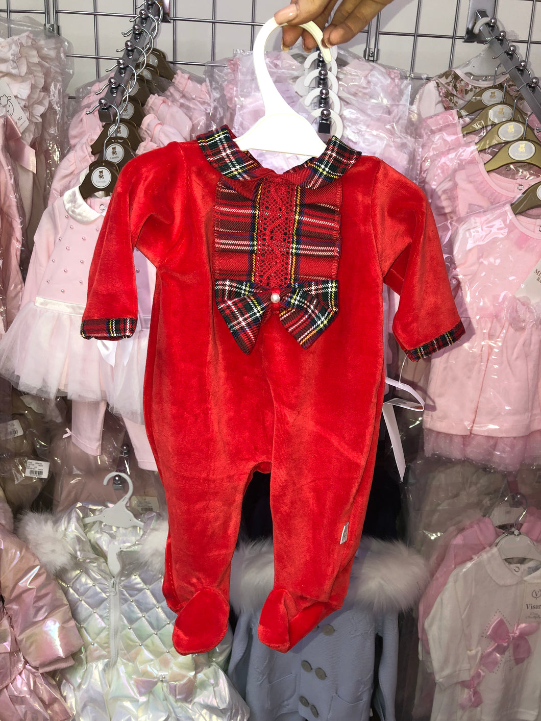 Tartan Velour Sleepsuit