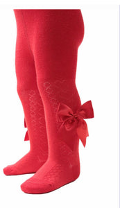 Large Red Bow Tights