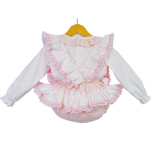 Load image into Gallery viewer, Pink Check Frilly Romper with Blouse
