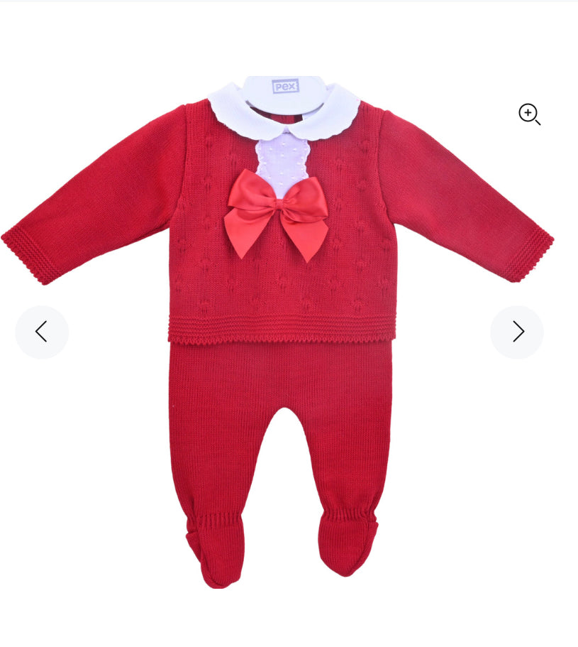 Red Knitted Bow Two Piece