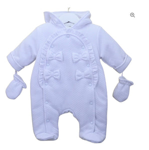 Pex Quilted Double Bow Snowsuit in White