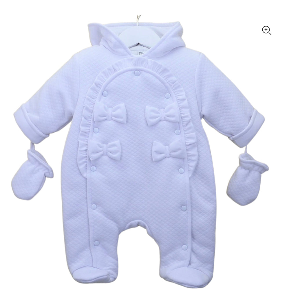 Pex Quilted Double Bow Snowsuit in White