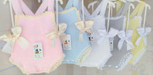 Load image into Gallery viewer, Baby Girls Grey Spanish Knitted Romper with Bows

