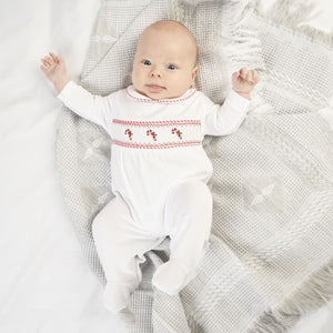 Dandelion Candy Cane Smocked Sleepsuit