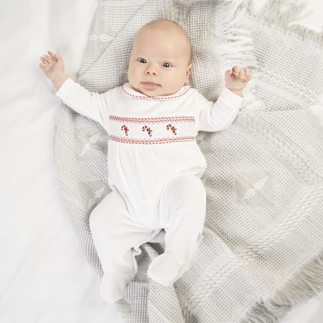 Dandelion Candy Cane Smocked Sleepsuit