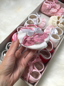 Frilly Velour Newborn Booties
