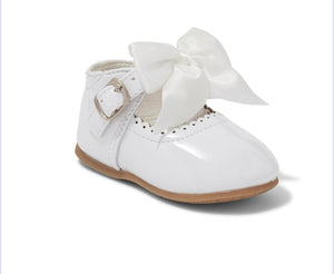 Kylie White Bow Hard Sole Shoe