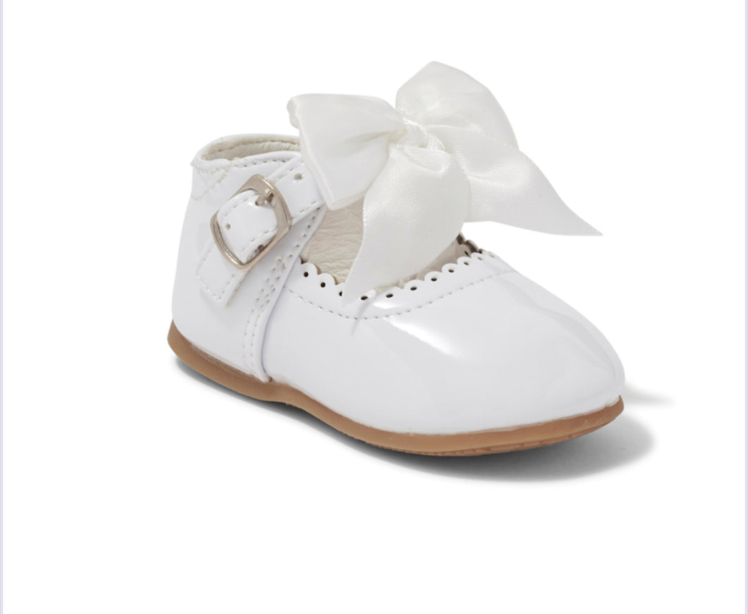 Kylie White Bow Hard Sole Shoe