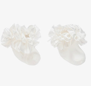 Ivory Caramelo Silk Ruffle Socks