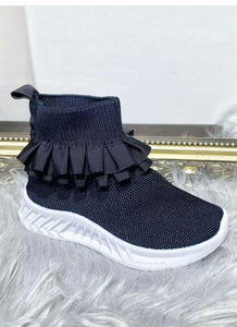 Frilly Sock Trainers Shoe in Black