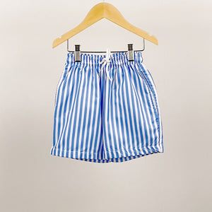 Blue & White Striped Swimming Shorts