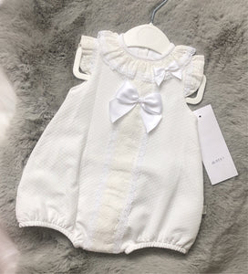 White Baby Girls Romper with Bow