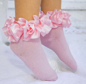 Pink Caramelo Silk Ruffle Socks