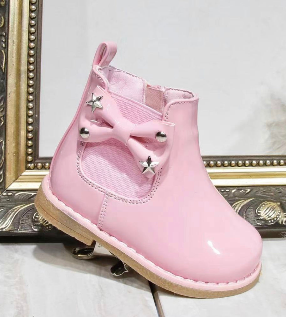 Girls Pink Star Ankle Boots (UK 3-7)