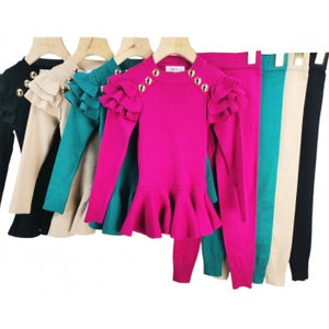 Cerise Girls Lounge Frill Set (4-14y)