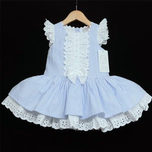 Blue Puff Ball Dress Drop Waist