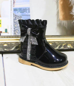 Girls Black Diamonte Boots (UK 3-7)
