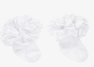 White Caramelo Silk Ruffle Socks