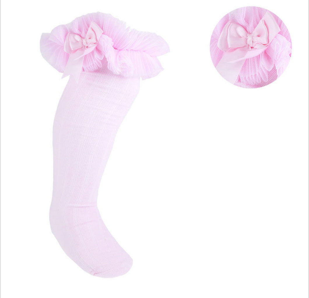 Pink Frill Knee High Sock