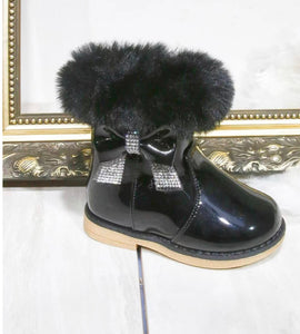 Girls Black Diamonte Boots (UK 3-7)
