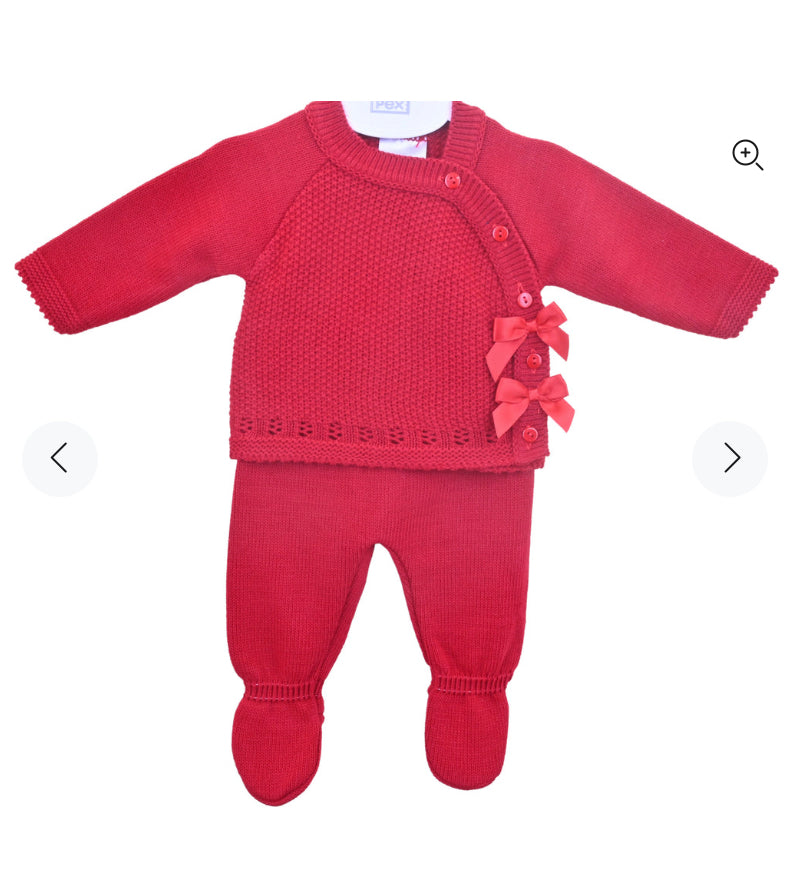 Red Knitted Bow Two Piece
