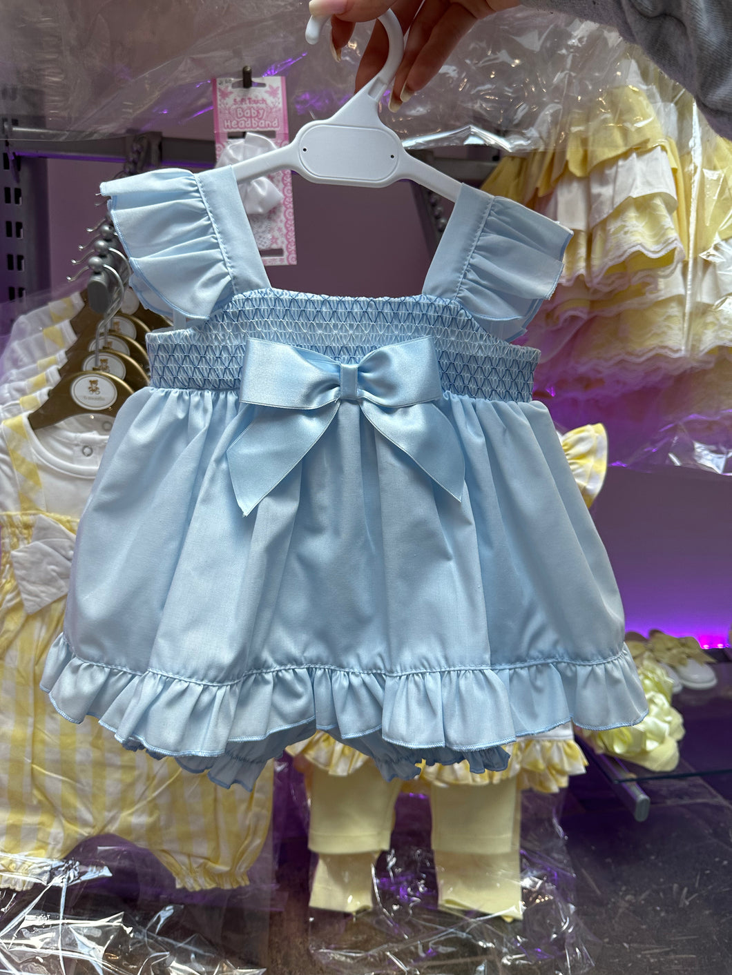 Blue Smocked Summer Dress & Bloomers