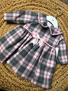 Tartan Bow Dress with 3/4 Sleeve