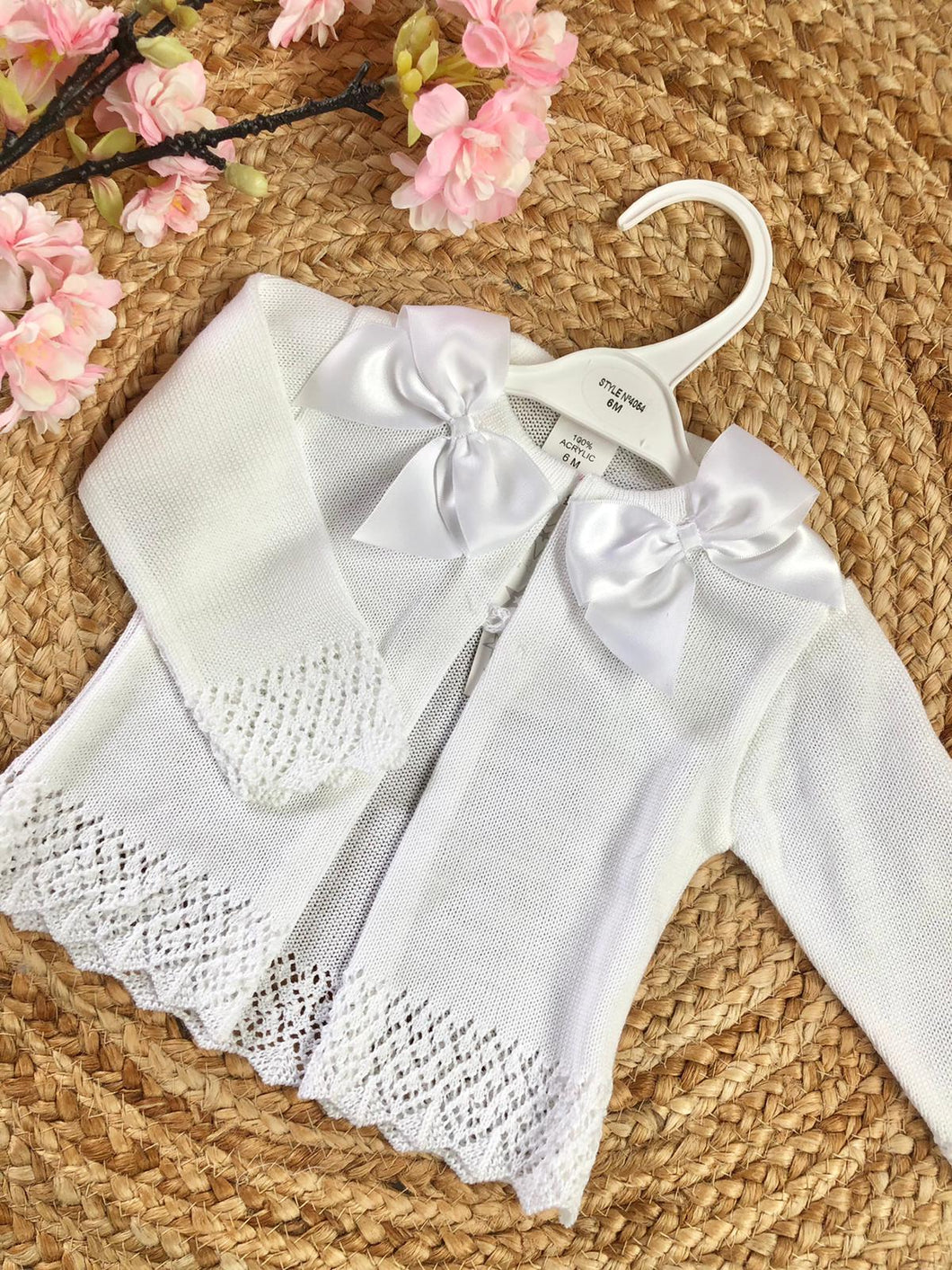 White Double Bow Cardigan