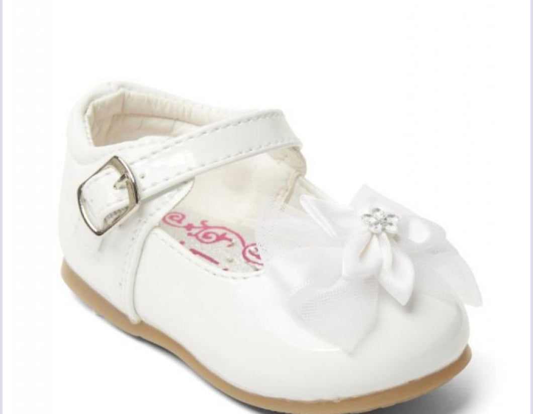 Melia White Bow Hard Sole Shoe