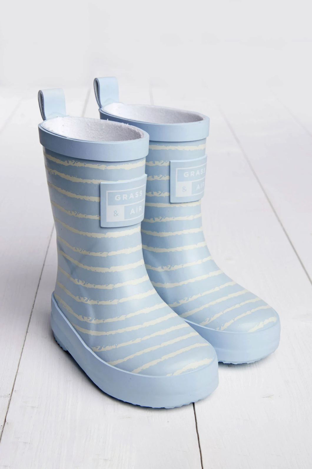 Grass & Air Little Kids Blue Stripe Wellies
