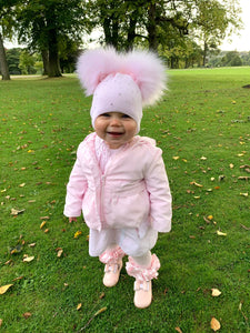 Kinder White Diamonte Pom Hat