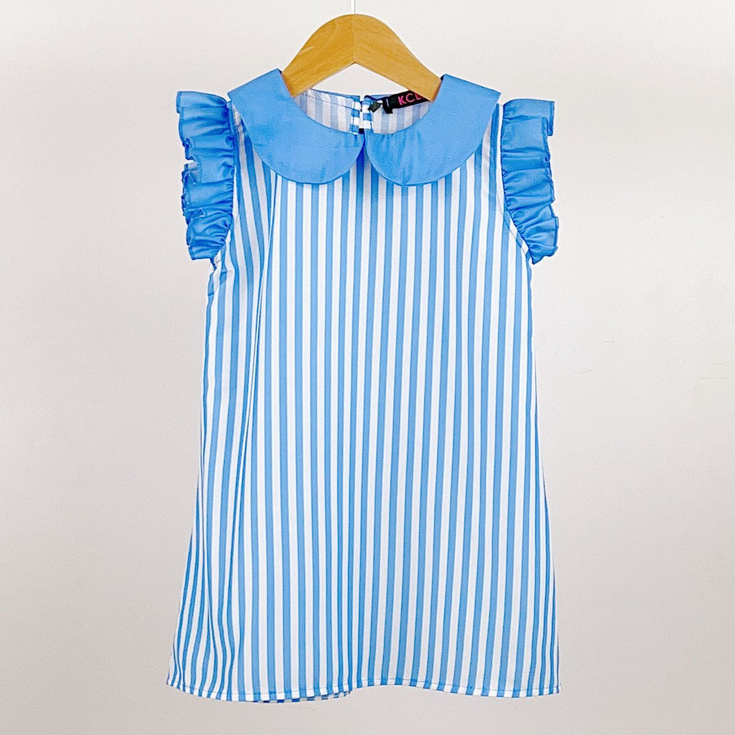 Blue Candy Stripe Peter Pan Collar Dress 12m-2y