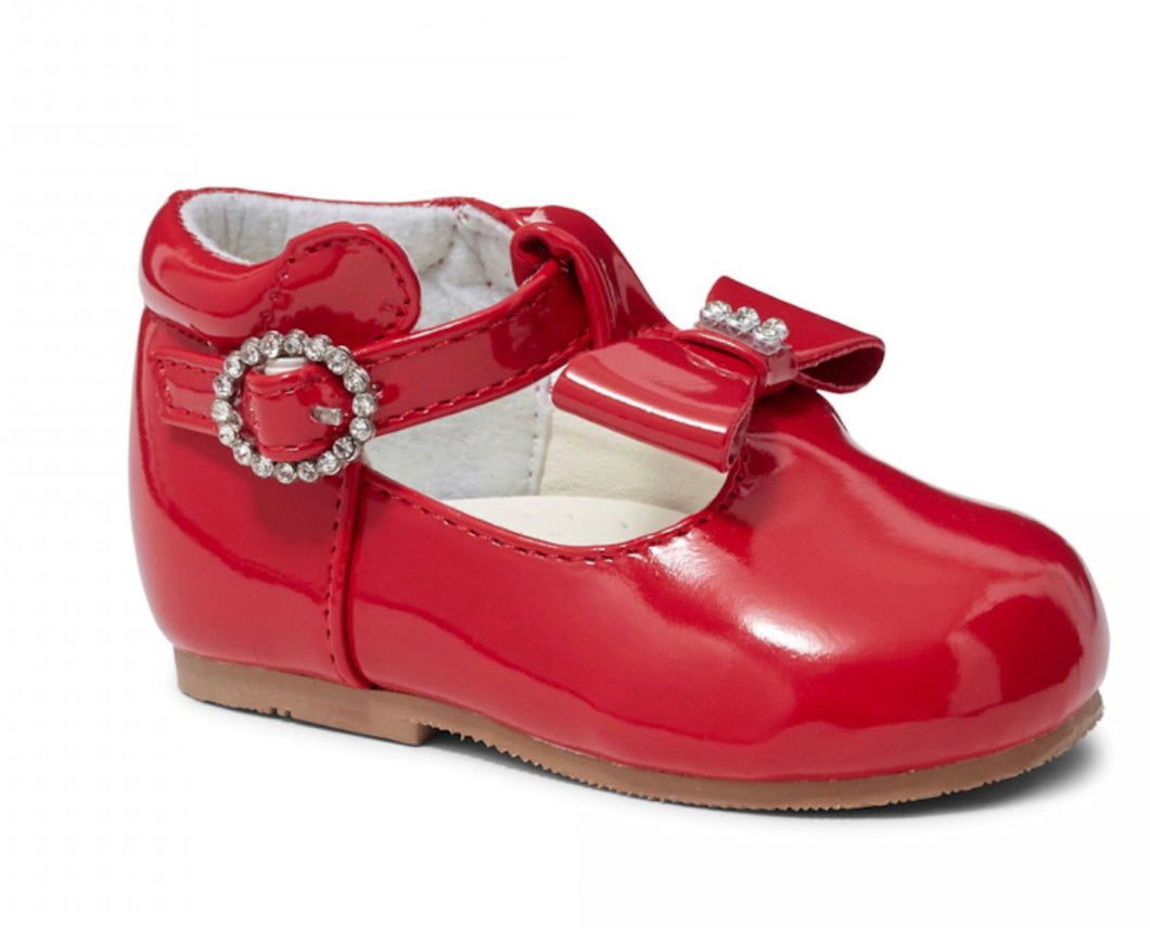 Lily Red Diamonte Hard Sole Shoe