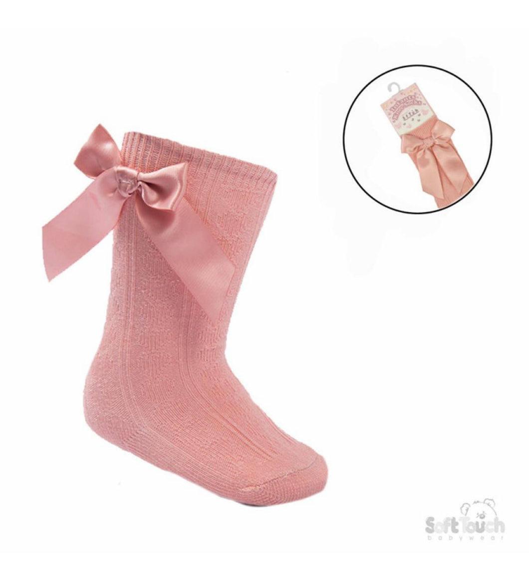 Rose Pink Bow Knee High Socks