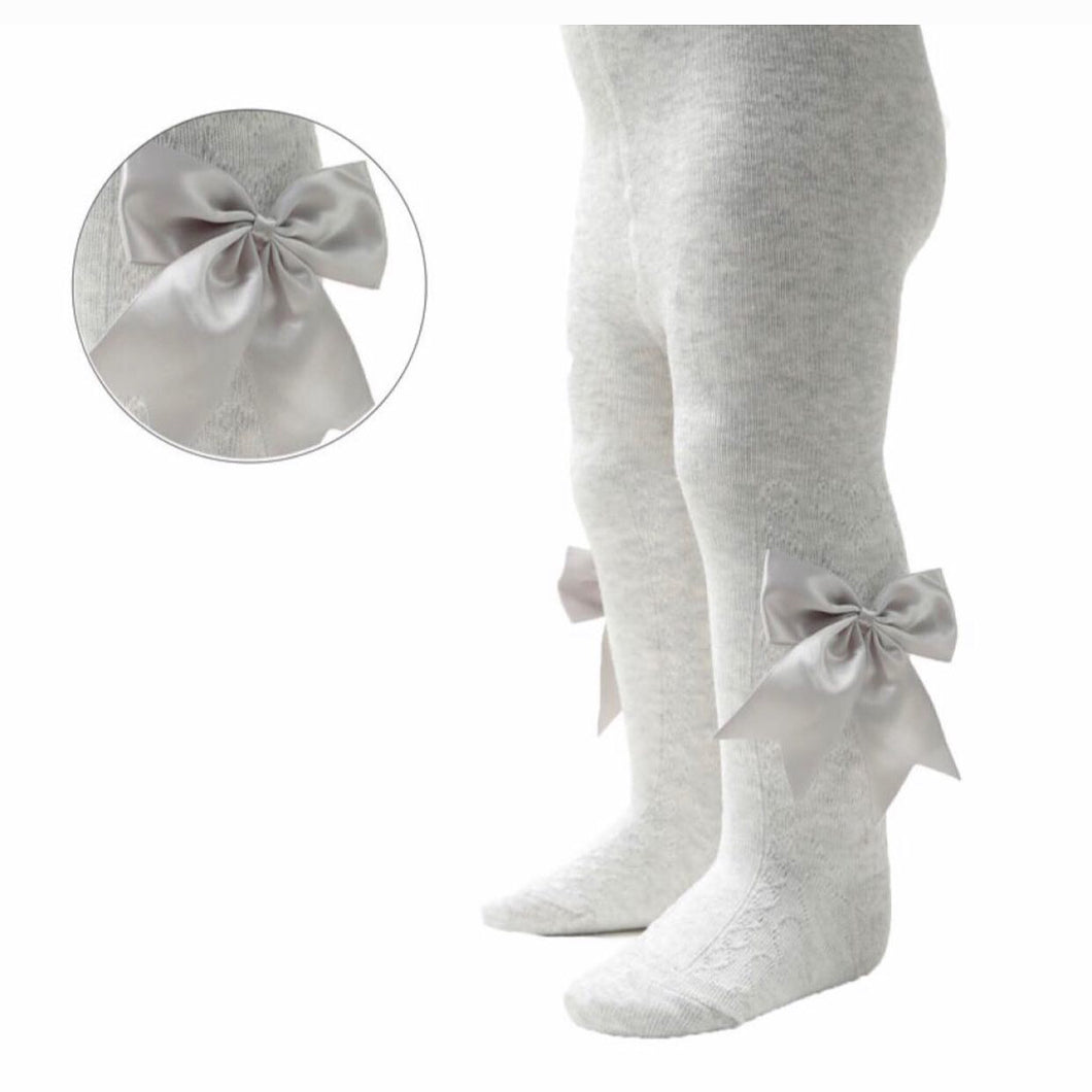 Grey Large Bow Tights